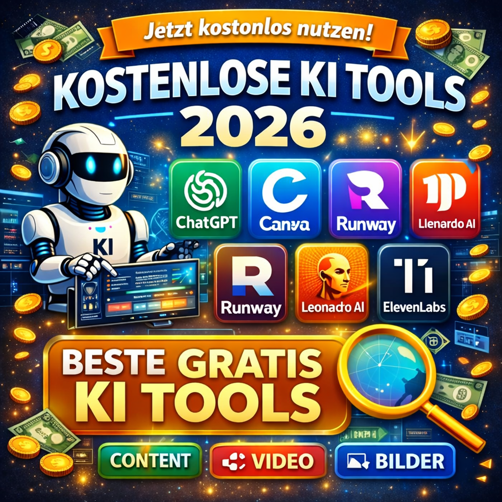 Kostenlose KI Tools 2026 – beste gratis Tools für Content, Video und Bilderstellung
